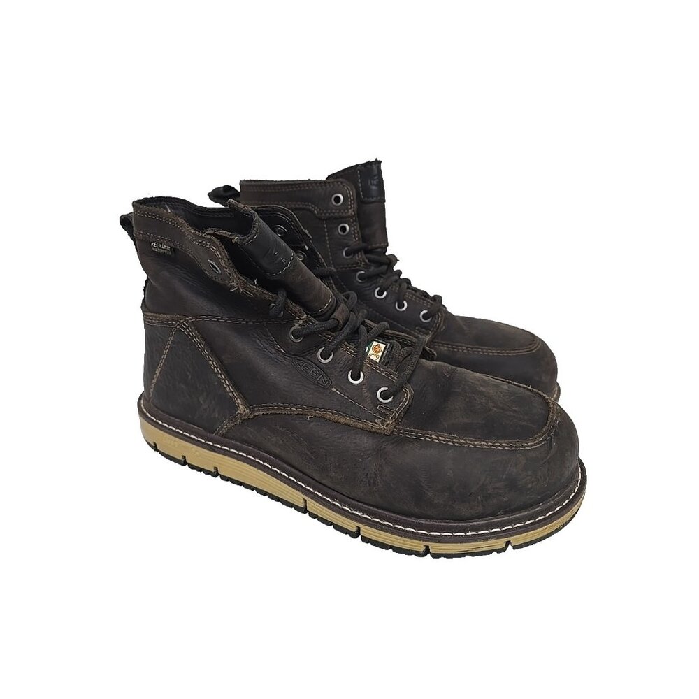 KEEN MENS SAN JOSE 6" WP ALUMINUM TOE Work Boots CASCADE BROWN/BLACK Size 10D